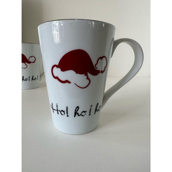 Vintage St Nicholas Square mugs, Santa, HoHoHo, Fa-la-la-la coffee, set of 2 - Picture 6 of 8